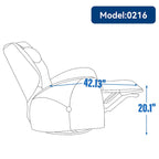 Poltrona reclinabile elettrica girevole e a dondolo con cuscino di supporto lombare e cervicale, rotazione massima di 270 gradi, porte USB e Type-C