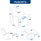 Poltrona reclinabile elettrica girevole e a dondolo con cuscino di supporto lombare e cervicale, rotazione massima di 270 gradi, porte USB e Type-C