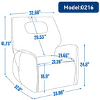 Poltrona reclinabile elettrica girevole e a dondolo con cuscino di supporto lombare e cervicale, rotazione massima di 270 gradi, porte USB e Type-C
