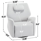 Poltrona reclinabile elettrica girevole e a dondolo con cuscino di supporto lombare e cervicale, rotazione massima di 270 gradi, porte USB e Type-C
