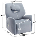 Poltrona reclinabile elettrica girevole e a dondolo con cuscino di supporto lombare e cervicale, rotazione massima di 270 gradi, porte USB e Type-C