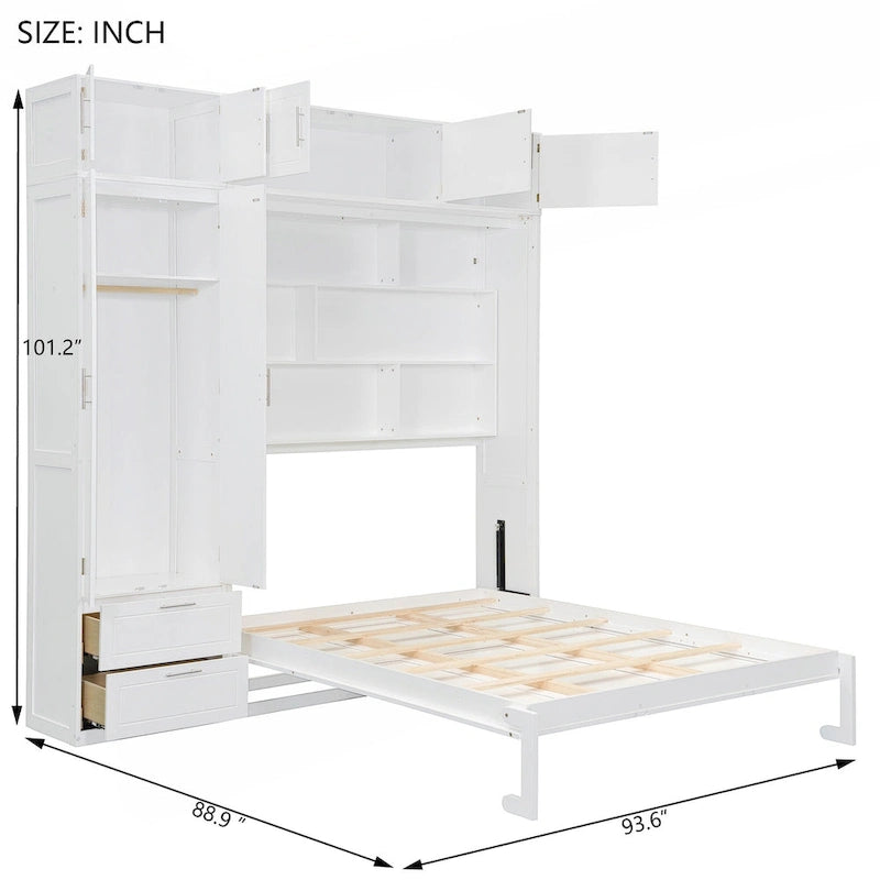 Letto Murphy versatile matrimoniale con contenitore integrato e design pieghevole per ottimizzare lo spazio