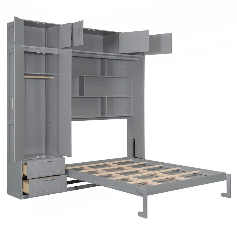 Letto Murphy versatile matrimoniale con contenitore integrato e design pieghevole per ottimizzare lo spazio