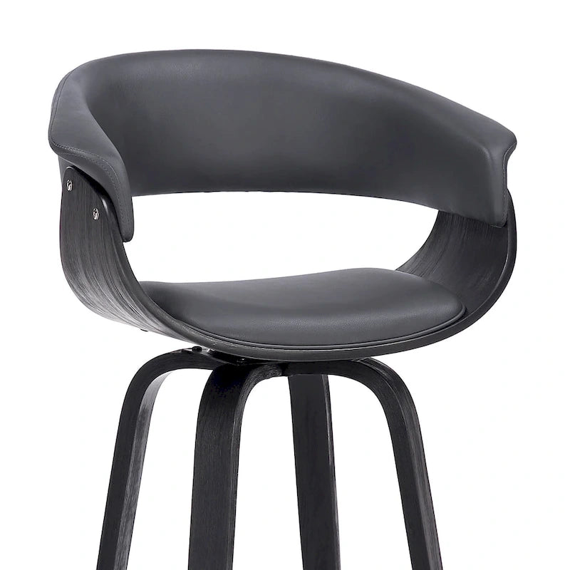 Sgabello girevole da bancone in similpelle grigio/crema, schienale basso, 1 posto