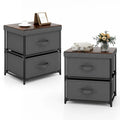 Comodino Grigio in Tessuto a 2 Cassetti, Stile Industriale, Set da 2