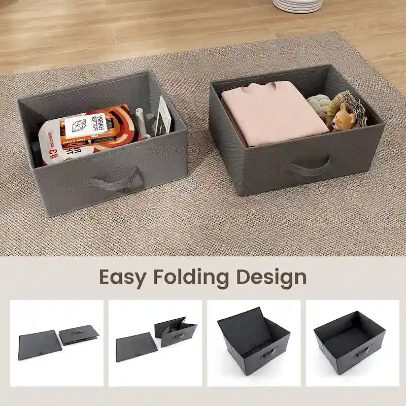 Comodino Grigio in Tessuto a 2 Cassetti, Stile Industriale, Set da 2