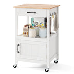 Carrello da cucina con rotelle bianco/nero, stile porta a battente