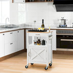 Carrello da cucina con rotelle bianco/nero, stile porta a battente