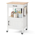 Carrello da cucina con rotelle bianco/nero, stile porta a battente