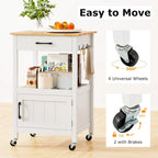 Carrello da cucina con rotelle bianco/nero, stile porta a battente