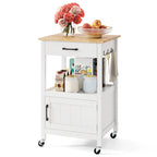 Carrello da cucina con rotelle bianco/nero, stile porta a battente