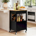 Carrello da cucina con rotelle bianco/nero, stile porta a battente