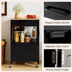 Carrello da cucina con rotelle bianco/nero, stile porta a battente