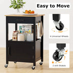Carrello da cucina con rotelle bianco/nero, stile porta a battente
