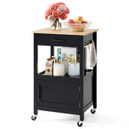 Carrello da cucina con rotelle bianco/nero, stile porta a battente