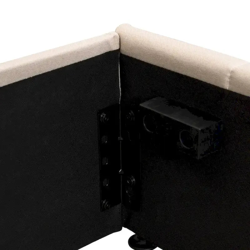 Letto matrimoniale Queen Size con piattaforma in lino - Piattaforma con sollevamento idraulico e vano nascosto, struttura in legno massello di pino