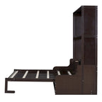 Letto a scomparsa Queen bianco/grigio/espresso con cuscino, letto a parete pieghevole per 1 persona, MDF e compensato