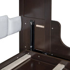 Letto a scomparsa Queen bianco/grigio/espresso con cuscino, letto a parete pieghevole per 1 persona, MDF e compensato