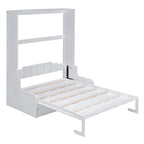 Letto a scomparsa Queen bianco/grigio/espresso con cuscino, letto a parete pieghevole per 1 persona, MDF e compensato
