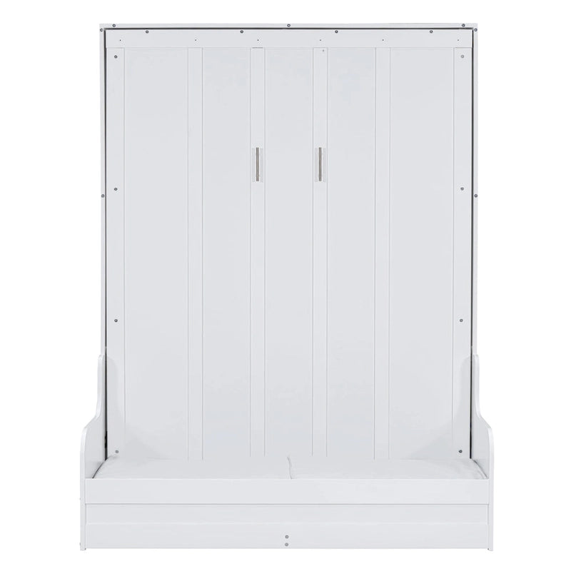 Letto a scomparsa Queen bianco/grigio/espresso con cuscino, letto a parete pieghevole per 1 persona, MDF e compensato