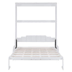 Letto a scomparsa Queen bianco/grigio/espresso con cuscino, letto a parete pieghevole per 1 persona, MDF e compensato