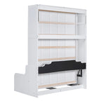 Letto a scomparsa Queen bianco/grigio/espresso con cuscino, letto a parete pieghevole per 1 persona, MDF e compensato