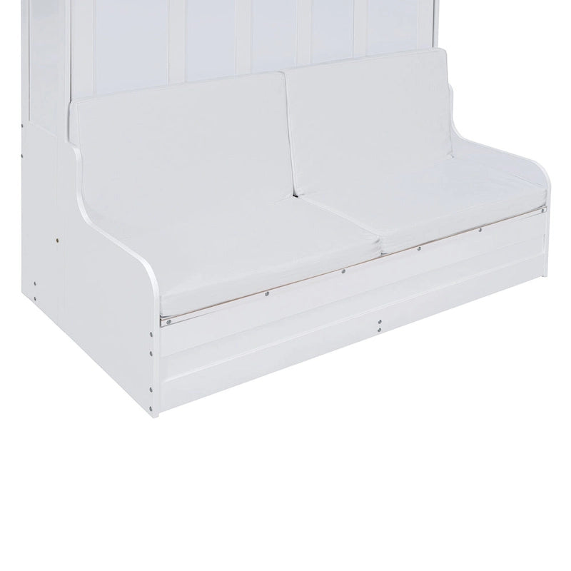 Letto a scomparsa Queen bianco/grigio/espresso con cuscino, letto a parete pieghevole per 1 persona, MDF e compensato