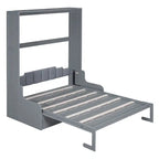 Letto a scomparsa Queen bianco/grigio/espresso con cuscino, letto a parete pieghevole per 1 persona, MDF e compensato