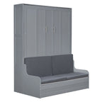 Letto a scomparsa Queen bianco/grigio/espresso con cuscino, letto a parete pieghevole per 1 persona, MDF e compensato