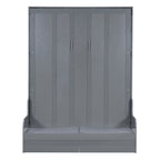 Letto a scomparsa Queen bianco/grigio/espresso con cuscino, letto a parete pieghevole per 1 persona, MDF e compensato