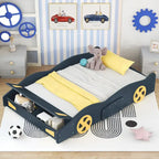 Letto a Piattaforma per Auto da Corsa di Grandi Dimensioni (1 Posto) in Nero/Blu Scuro con Vano Anteriore
