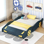 Letto a Piattaforma per Auto da Corsa di Grandi Dimensioni (1 Posto) in Nero/Blu Scuro con Vano Anteriore