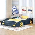 Letto a Piattaforma per Auto da Corsa di Grandi Dimensioni (1 Posto) in Nero/Blu Scuro con Vano Anteriore