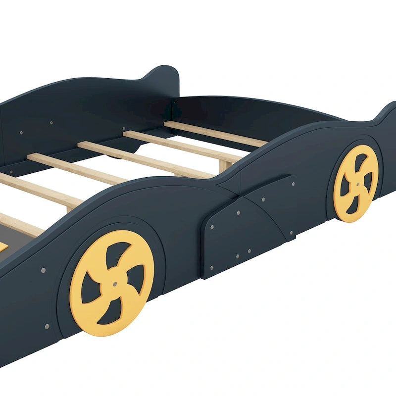 Letto a Piattaforma per Auto da Corsa di Grandi Dimensioni (1 Posto) in Nero/Blu Scuro con Vano Anteriore