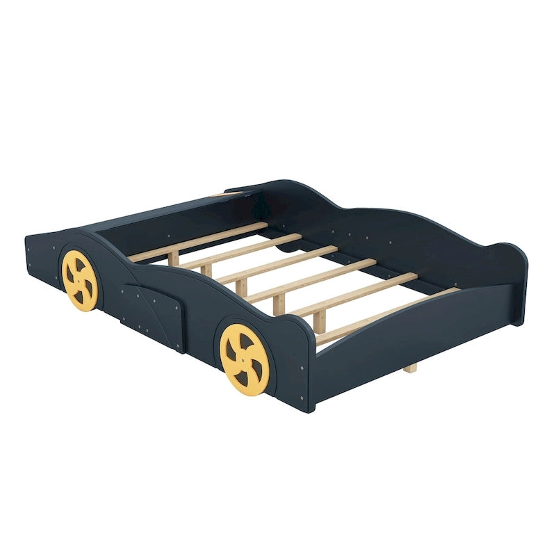 Letto a Piattaforma per Auto da Corsa di Grandi Dimensioni (1 Posto) in Nero/Blu Scuro con Vano Anteriore