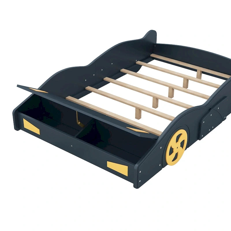 Letto a Piattaforma per Auto da Corsa di Grandi Dimensioni (1 Posto) in Nero/Blu Scuro con Vano Anteriore