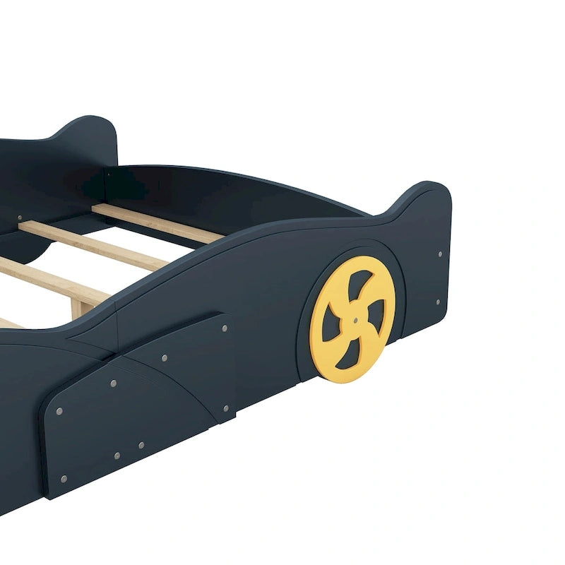Letto a Piattaforma per Auto da Corsa di Grandi Dimensioni (1 Posto) in Nero/Blu Scuro con Vano Anteriore