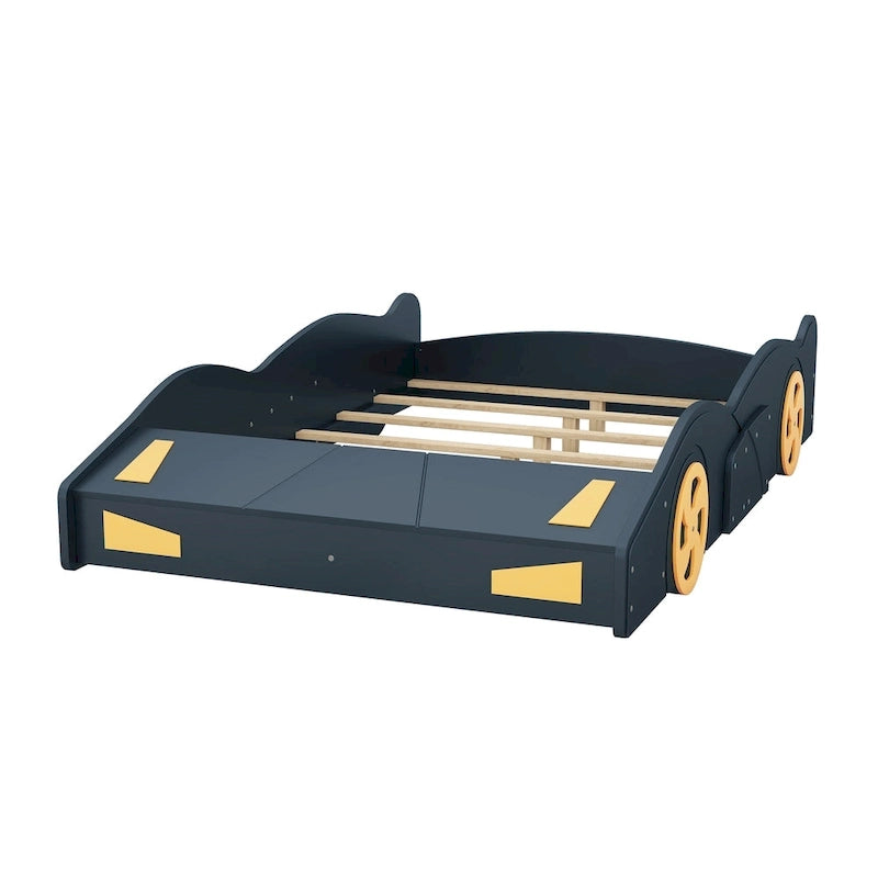 Letto a Piattaforma per Auto da Corsa di Grandi Dimensioni (1 Posto) in Nero/Blu Scuro con Vano Anteriore