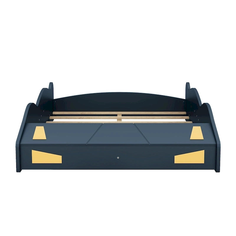 Letto a Piattaforma per Auto da Corsa di Grandi Dimensioni (1 Posto) in Nero/Blu Scuro con Vano Anteriore