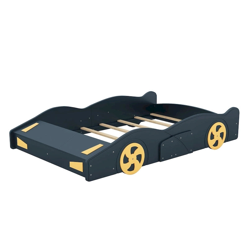 Letto a Piattaforma per Auto da Corsa di Grandi Dimensioni (1 Posto) in Nero/Blu Scuro con Vano Anteriore