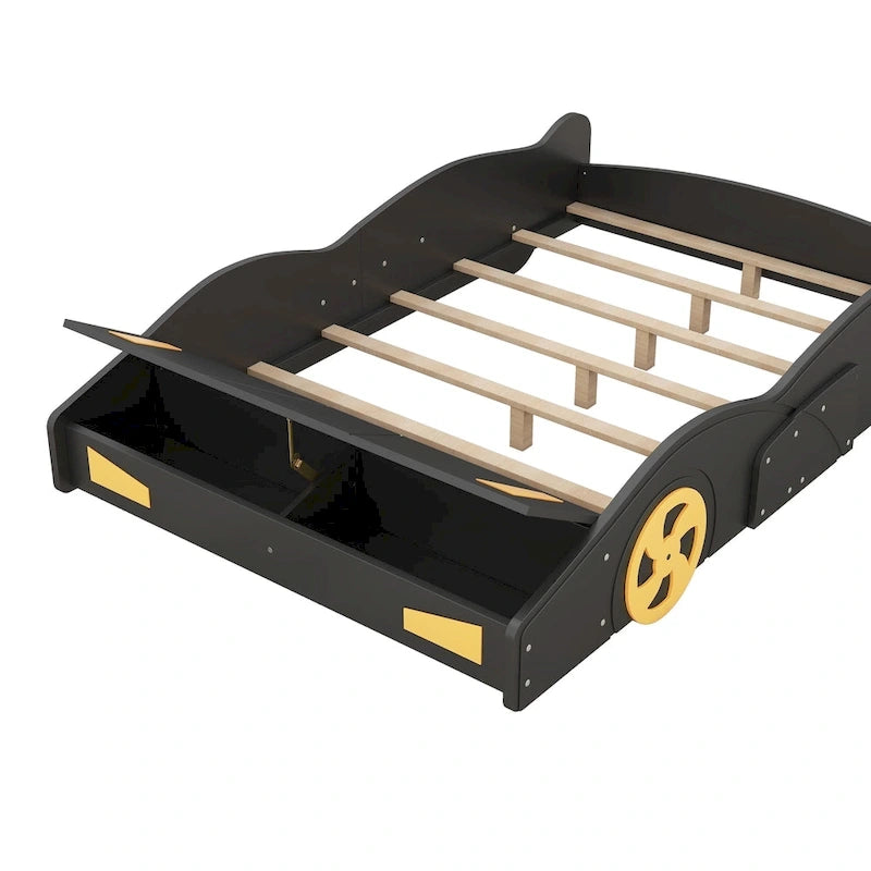 Letto a Piattaforma per Auto da Corsa di Grandi Dimensioni (1 Posto) in Nero/Blu Scuro con Vano Anteriore