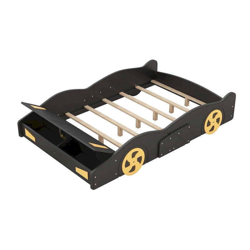 Letto a Piattaforma per Auto da Corsa di Grandi Dimensioni (1 Posto) in Nero/Blu Scuro con Vano Anteriore