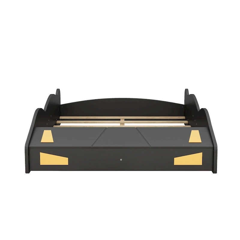 Letto a Piattaforma per Auto da Corsa di Grandi Dimensioni (1 Posto) in Nero/Blu Scuro con Vano Anteriore