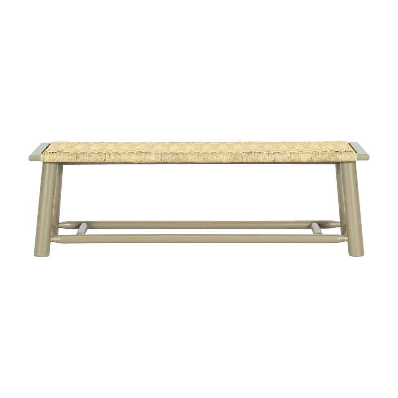 Panca in legno massello e rattan stile rustico moderno - Panca multifunzionale da 150 cm per interni ed esterni coperti