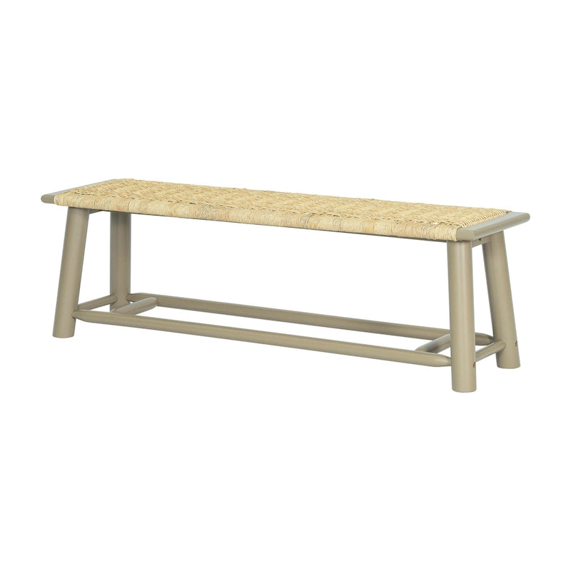 Panca in legno massello e rattan stile rustico moderno - Panca multifunzionale da 150 cm per interni ed esterni coperti
