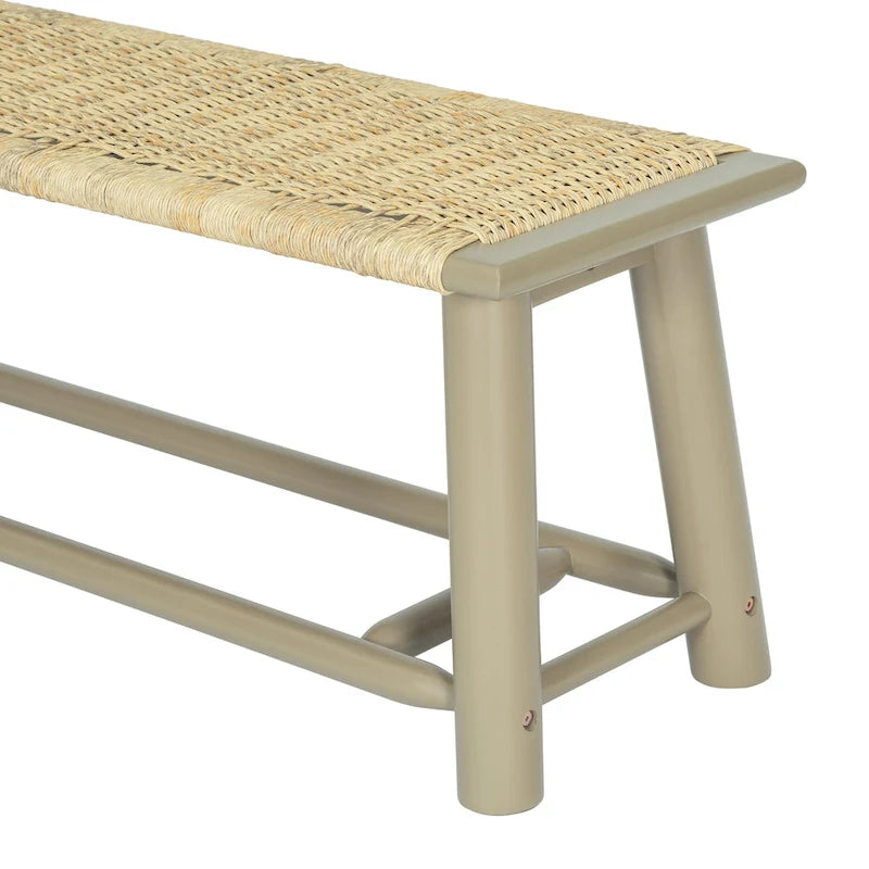 Panca in legno massello e rattan stile rustico moderno - Panca multifunzionale da 150 cm per interni ed esterni coperti