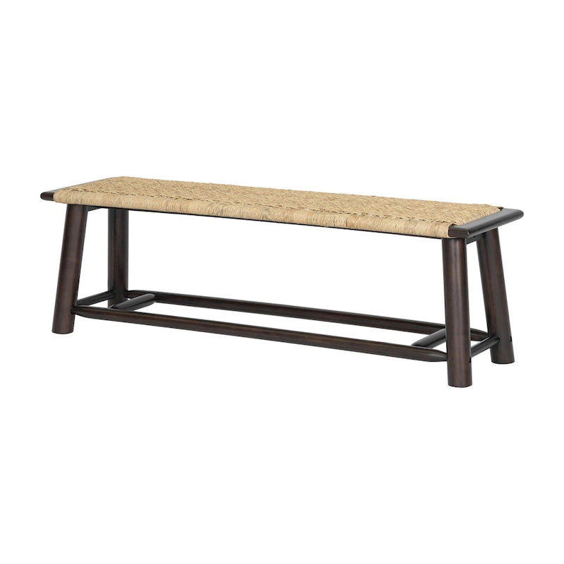 Panca in legno massello e rattan stile rustico moderno - Panca multifunzionale da 150 cm per interni ed esterni coperti