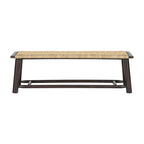 Panca in legno massello e rattan stile rustico moderno - Panca multifunzionale da 150 cm per interni ed esterni coperti