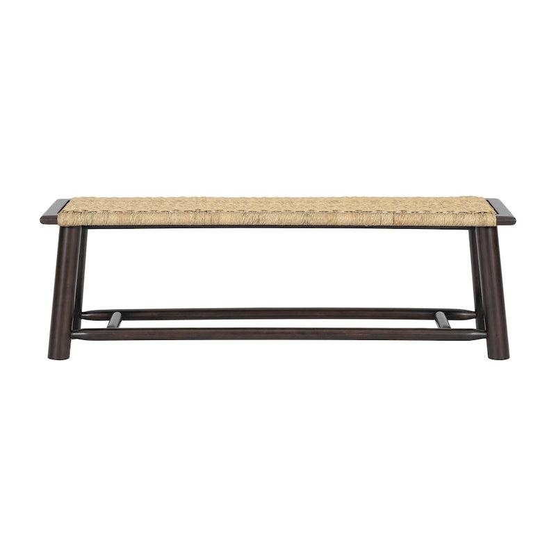 Panca in legno massello e rattan stile rustico moderno - Panca multifunzionale da 150 cm per interni ed esterni coperti