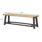 Panca in legno massello e rattan stile rustico moderno - Panca multifunzionale da 150 cm per interni ed esterni coperti